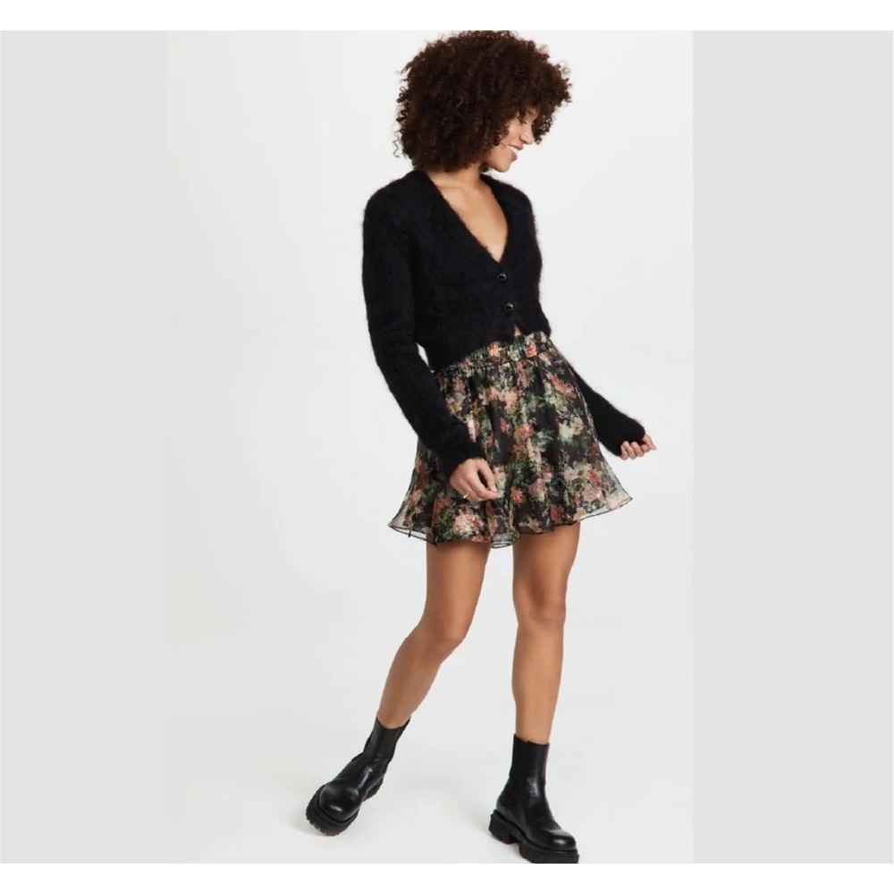 Alice + Olivia Flora Silk Smocked Mini Skirt